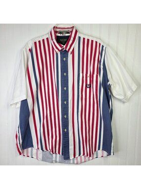 Vintage Hunt Club Shirt Mens XL Red White Blue Stripe Button USA Patriotic July